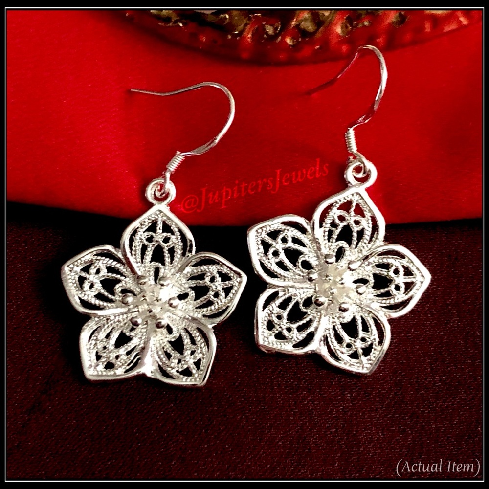 Clearance! NEW 925 SILVER SPRING DAHLIA FLOWER GARDEN EARRINGS - Picture 4 of 5